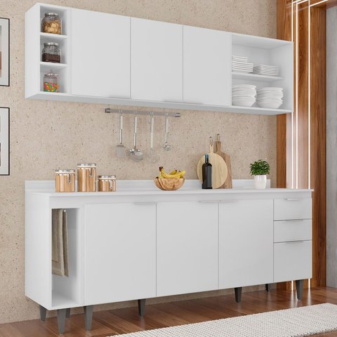 Armário de Cozinha Cp13 e Tampo 178cm Pérola M24 Branco - Mpozenato