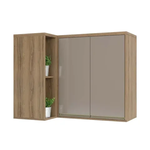 Armário Cozinha Aéreo de Parede Canto Reto 2 Portas c/ Nicho - Módulo Cozinha Mel - Luciane:Graff