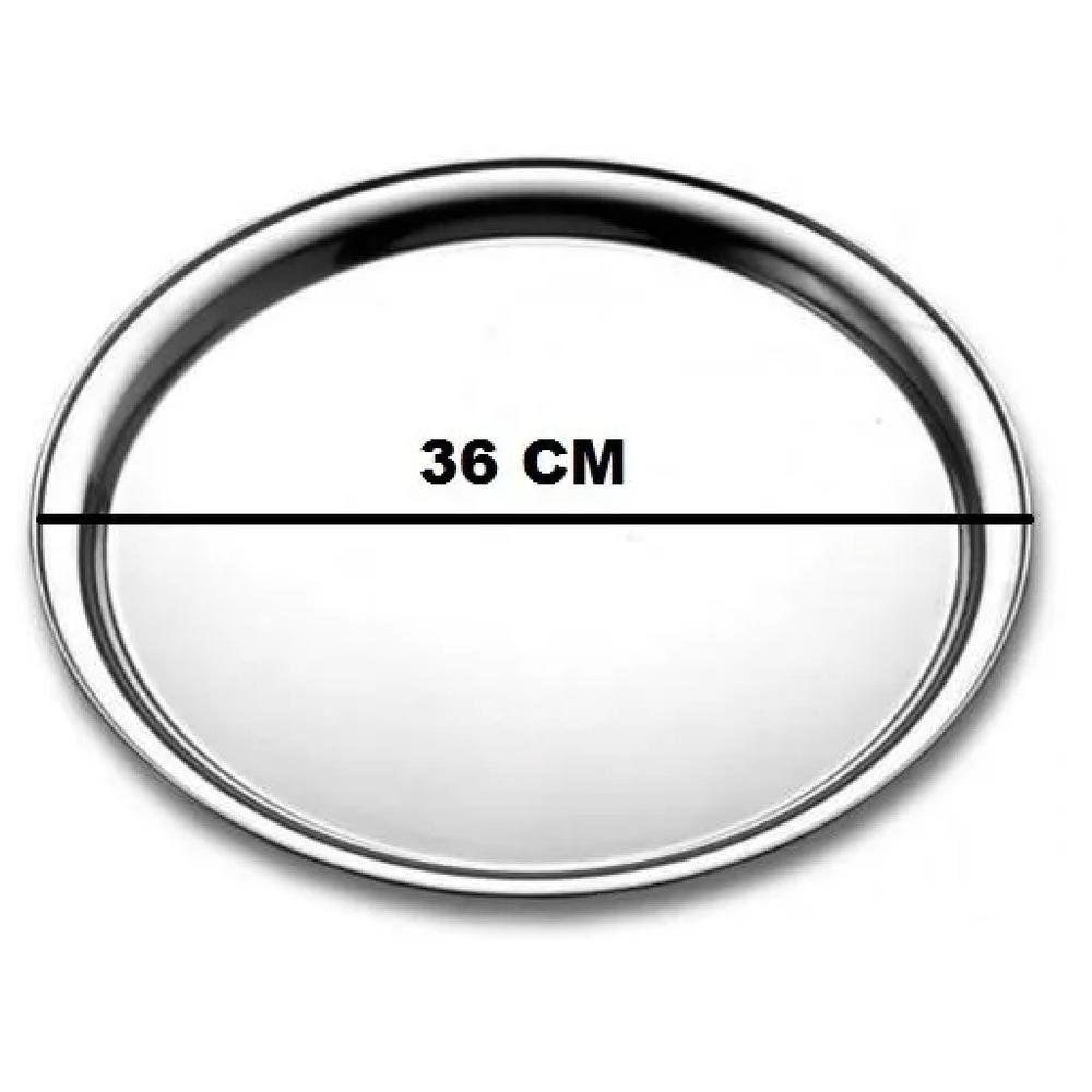 BANDEJA RESTAURANTE GARÇO BUFFET LUXO 36CM BANDEJA REDONDA EM INOX - 5
