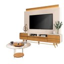 Ver imagem 1 de Estante Home Theater Nobre Off White Cinamomo e Mesa de Centro Sky com Tampo de Vidro Cinamomo – HB 
