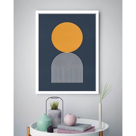 Quadro Decorativo Abstrato Círculo Espiral - 70x50cm:moldura Branca