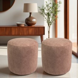 Kit 02 Puff Perse Decorativo Tecido Boucle Banqueta Puffe Redondo - 1
