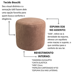 Kit 02 Puffs Decorativos Redondos Bouclé Perse - 3