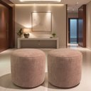 Ver imagem 1 de Kit 02 Puff Perse 40cm Decorativo Tecido Boucle Banqueta Puffe Redondo