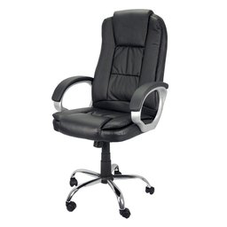 Cadeira Presidente Poltrona para Escritório Giratória Couro com Braço Cromada - 3