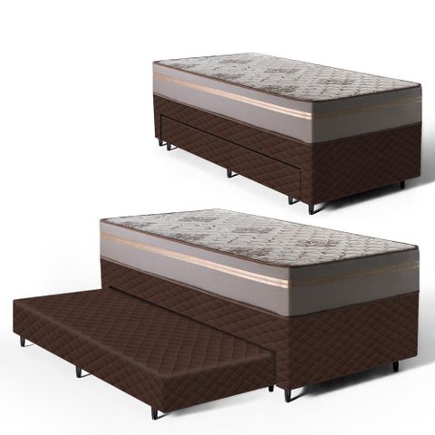 Cama Box com Colchão de Espuma D33 Millenium One Face + Auxiliar de Espuma Unique Solteiro 88cm
