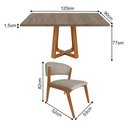 Ver imagem 4 de Conjunto Mesa Isabela 1,2m Freijó Pés Cerejeira 4 Cadeiras Kethellen Sala Jantar - Bege Linho