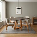 Ver imagem 1 de Conjunto Mesa Isabela 1,2m Freijó Pés Cerejeira 4 Cadeiras Kethellen Sala Jantar - Bege Linho