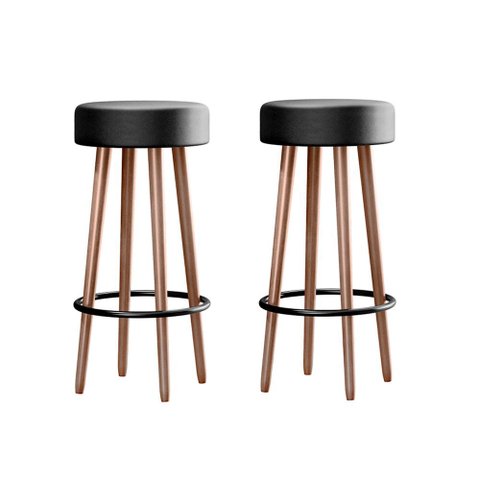 Kit 02 Banquetas Alta para Cozinha Área Gourmet Berlin Couríssimo Preto - Abmaza