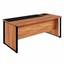 Ver imagem 4 de Mesa Executiva para Escritório Diretor com Caixa de Tomadas Porta Objetos 200cm Corporate Nogal e Preto Marrom