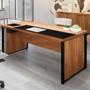 Ver imagem 1 de Mesa Executiva para Escritório Diretor com Caixa de Tomadas Porta Objetos 200cm Corporate Nogal e Preto Marrom