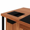 Ver imagem 7 de Mesa Executiva para Escritório Diretor com Caixa de Tomadas Porta Objetos 200cm Corporate Nogal e Preto Marrom