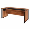 Ver imagem 2 de Mesa Executiva para Escritório Diretor com Caixa de Tomadas Porta Objetos 200cm Corporate Nogal e Preto Marrom