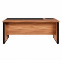 Ver imagem 5 de Mesa Executiva para Escritório Diretor com Caixa de Tomadas Porta Objetos 200cm Corporate Nogal e Preto Marrom
