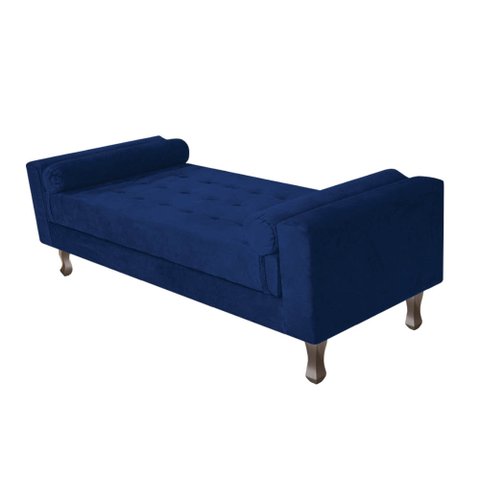Recamier Baú Félix Solteiro 160 cm Suede - ADJ Decor - Azul Marinho