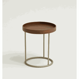 Mesa de Centro Oscar - Tampo Freijo - Base Aço Carbono - Altura 40cm