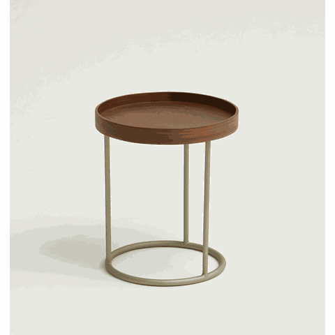 Mesa de Centro Oscar - Tampo Freijo - Base Aço Carbono - Altura 40cm