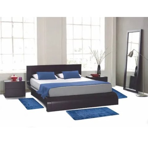 Tapete Para Quarto Kit 3 Peças Pelo Macio Beira De Cama:Azul