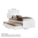 Ver imagem 3 de Bicama Cama Solteiro com Cama Auxiliar Mdf Luara Branco Decmade