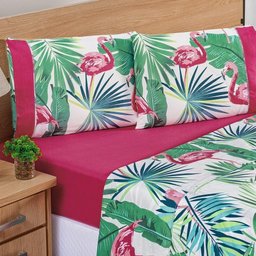 Jogo de Cama Estampado Micropercal 200 Fios Naturale King 04 Peças - Flamingo - 2