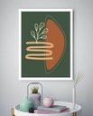 Ver imagem 1 de Quadro Decorativo Abstrato Ramo Verde - 70x50cm:moldura Branca