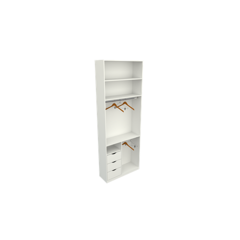 Armário Cabideiro Gaveta Misto M41 100% Mdf Closet Arara Vetorial Móveis Branco