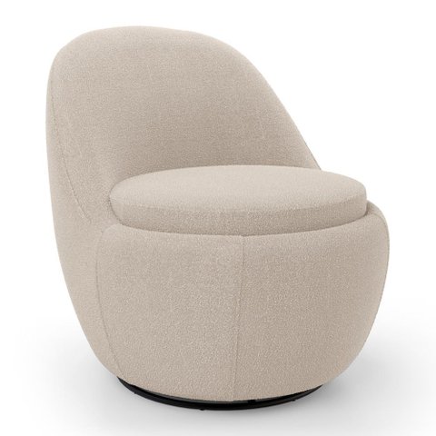 Poltrona Orgânica Living Memphis Base Giratória Bouclê Bege - Abmaza