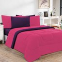 Ver imagem 1 de Kit Edredom + Jogo de Lençol Malha 100% Algodão Gran Moratta 5 Peças Solteiro - Pink -roxo