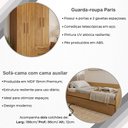 Ver imagem 4 de Kit Quarto Sofá-Cama Duo + Guarda-Roupa Paris 4 Portas 2 Gavetas 2 Colchões Amêndoa Cedro