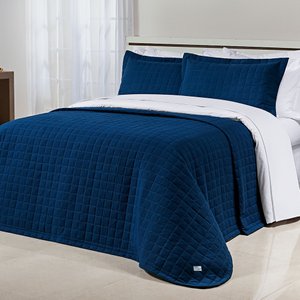 Cobre Leito Glass Super King 3Pçs 200 Fios 100% Algodão Azul Marinho