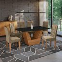 Ver imagem 1 de Conjunto Sala de Jantar Verbana Kappesberg 6 Cadeiras Veludo Bege
