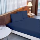 Ver imagem 3 de Jogo de Lençol Poliéster Microfibra com Elástico 400 Fios King 3 Pçs - Azul