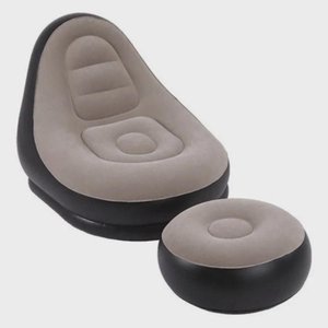 Sofa Poltrona Inflavel com Puff Cor Cinza