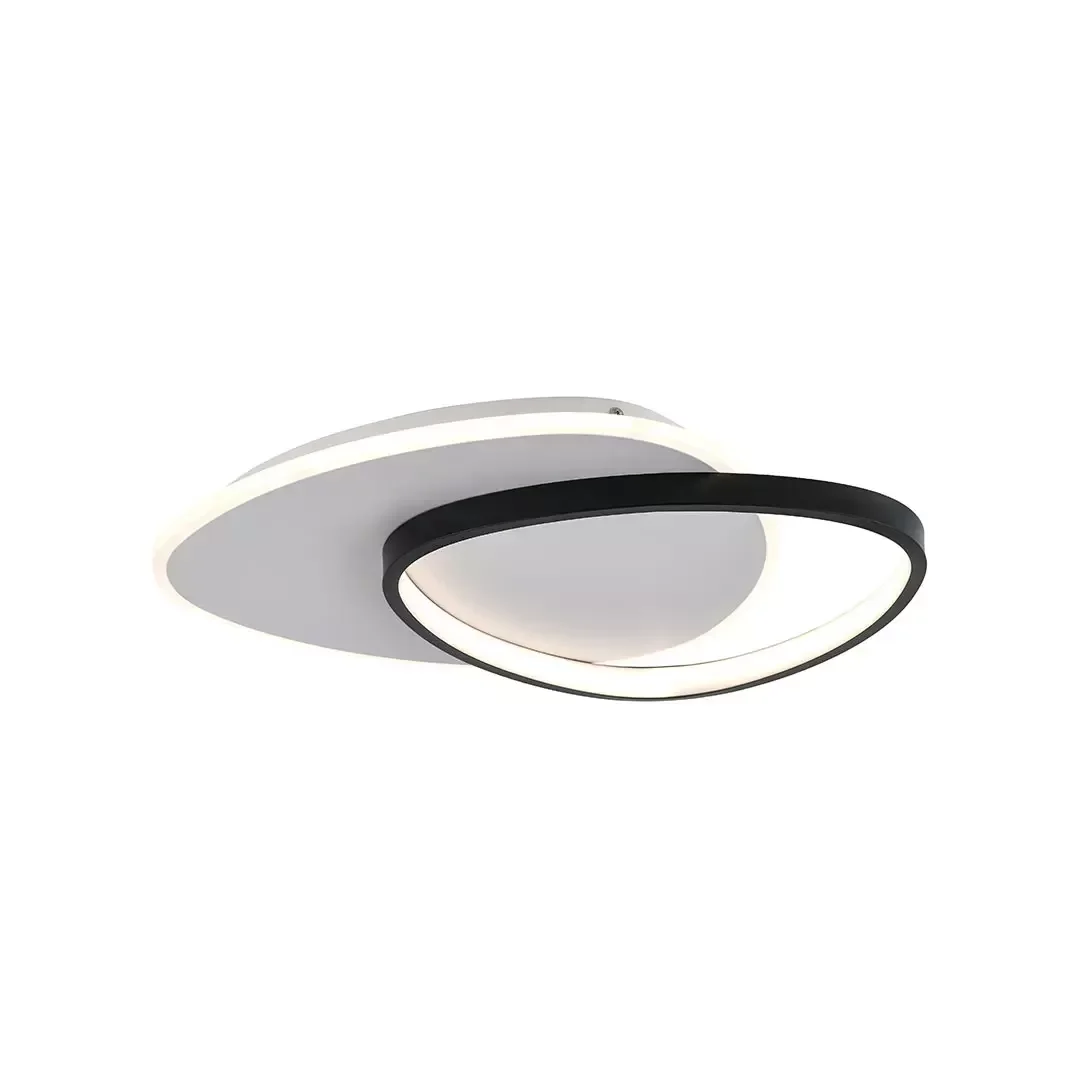 Ver imagem 1 de Plafon Oval Estrutura Em Alumínio Branco Com Detalhe Em Preto Acrílico e Silicone Led Integrado 28W