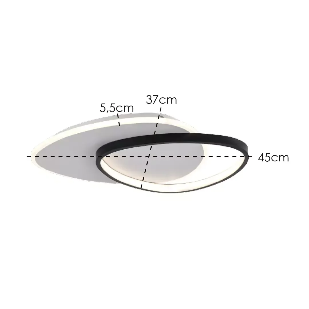 Ver imagem 3 de Plafon Oval Estrutura Em Alumínio Branco Com Detalhe Em Preto Acrílico e Silicone Led Integrado 28W