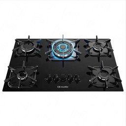 Cooktop À Gás Mueller 5 Bocas Tripla Chama Mesa de Vidro - Bivolt - 5