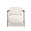 Ver imagem 4 de Poltrona Sala de Estar Pés em Ferro Preto Braço Madeira Maciça 86cm Thane Bouclê Off White