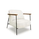 Ver imagem 2 de Poltrona Sala de Estar Pés em Ferro Preto Braço Madeira Maciça 86cm Thane Bouclê Off White