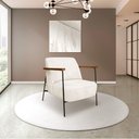 Ver imagem 1 de Poltrona Sala de Estar Pés em Ferro Preto Braço Madeira Maciça 86cm Thane Bouclê Off White