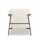 Ver imagem 3 de Poltrona Sala de Estar Pés em Ferro Preto Braço Madeira Maciça 86cm Thane Bouclê Off White