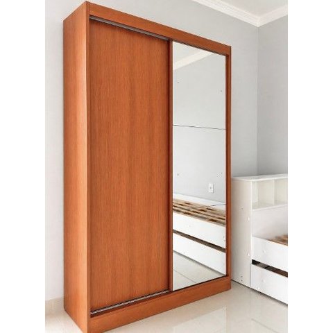 Guarda Roupa Solteiro 2 Portas de Correr 1 Espelho 1 Gaveta
