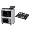 Kit Balcão Cooktop Cozinha Kaiki Turim Branco e Cooktop 4 Bocas Ultra Chama Trempe Chapa Preto - 1