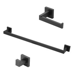 Kit Acessórios Banheiro Preto/black Quadrado 3 Peças Inox - 1