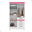 Ver imagem 5 de Conjunto de Guarda Roupa e Cômoda Infantil Seicheles 4 Portas 4 Gavetas MDP 110cm Branco Rosa Azul