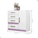 Ver imagem 4 de Conjunto de Guarda Roupa e Cômoda Infantil Seicheles 4 Portas 4 Gavetas MDP 110cm Branco Rosa Azul