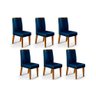 Cadeira Sala de Jantar Isis Kit 6 Un Ipê/Veludo Nav - DJ Móveis - 1