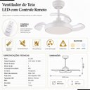 Ver imagem 2 de Ventilador de Teto Air Small Branco Led Retrátil Controle Remoto Bivolt