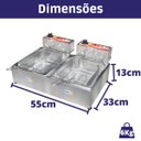 Ver imagem 2 de Fritadeira Elétrica Industrial Inox 2 Cubas 5 Litros com Cesto:127v