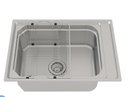 Ver imagem 1 de Cuba Inox com cesto e escorredor 65x45x19 Ghelplus 30507