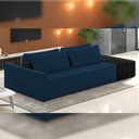 Ver imagem 2 de Sofá Ilha Modular para Sala 232cm com Puff Dublin K01 Veludo Azul Marinho e Sintético Preto - Lyam D